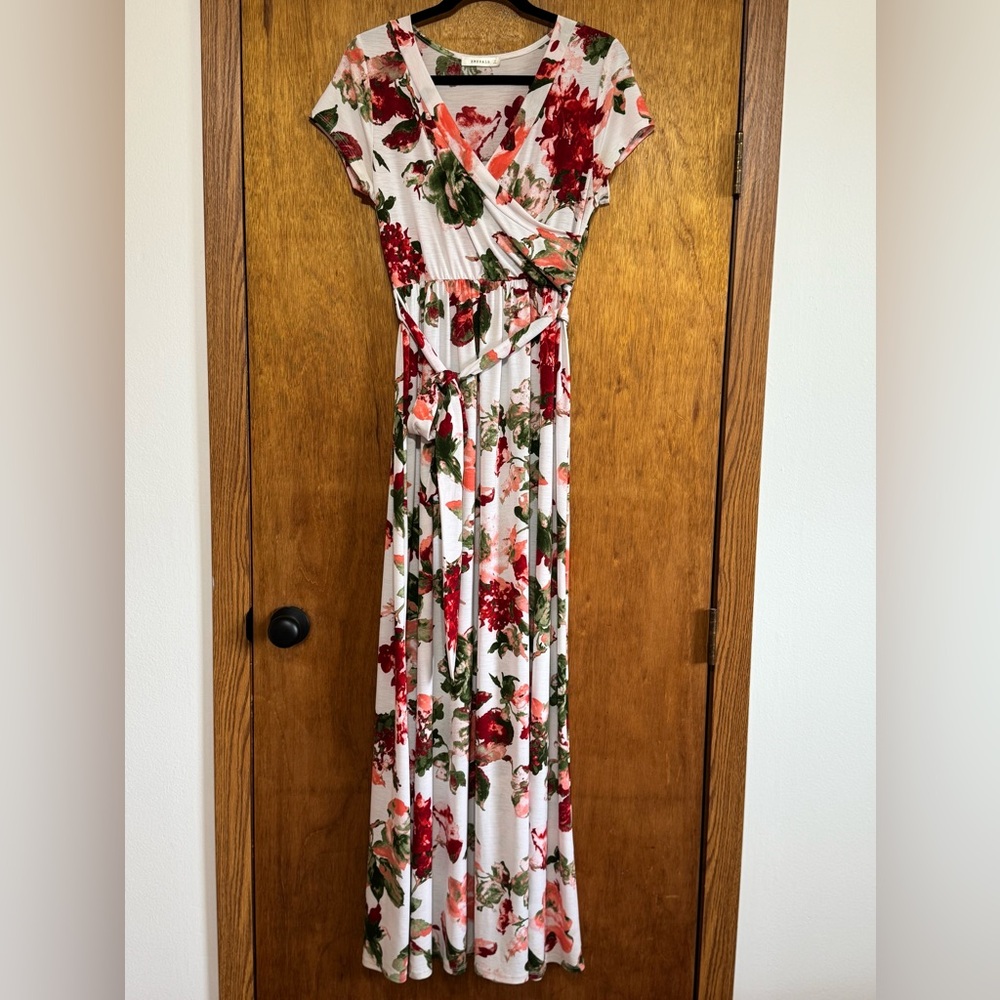 Emerald Floral Maxi Dress - Red and Green
